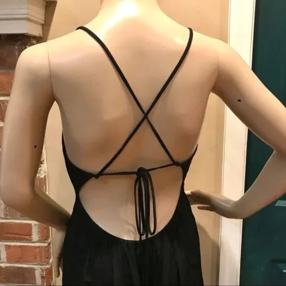 Sexy Backless Rebecca Taylor Black Dress